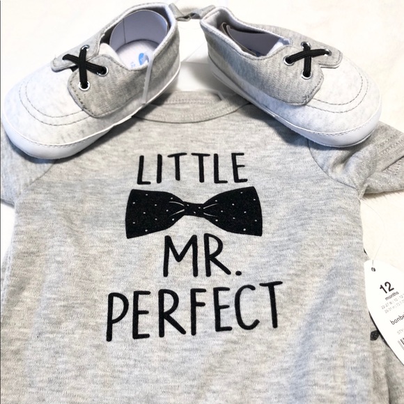 New 3pc Baby Bodysuit Set LITTLE MR PERFECT - Picture 3 of 5